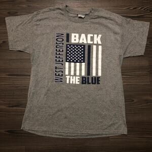 Men’s Grey ‘I Back The Blue’ Flag Graphic Tee West Jefferson